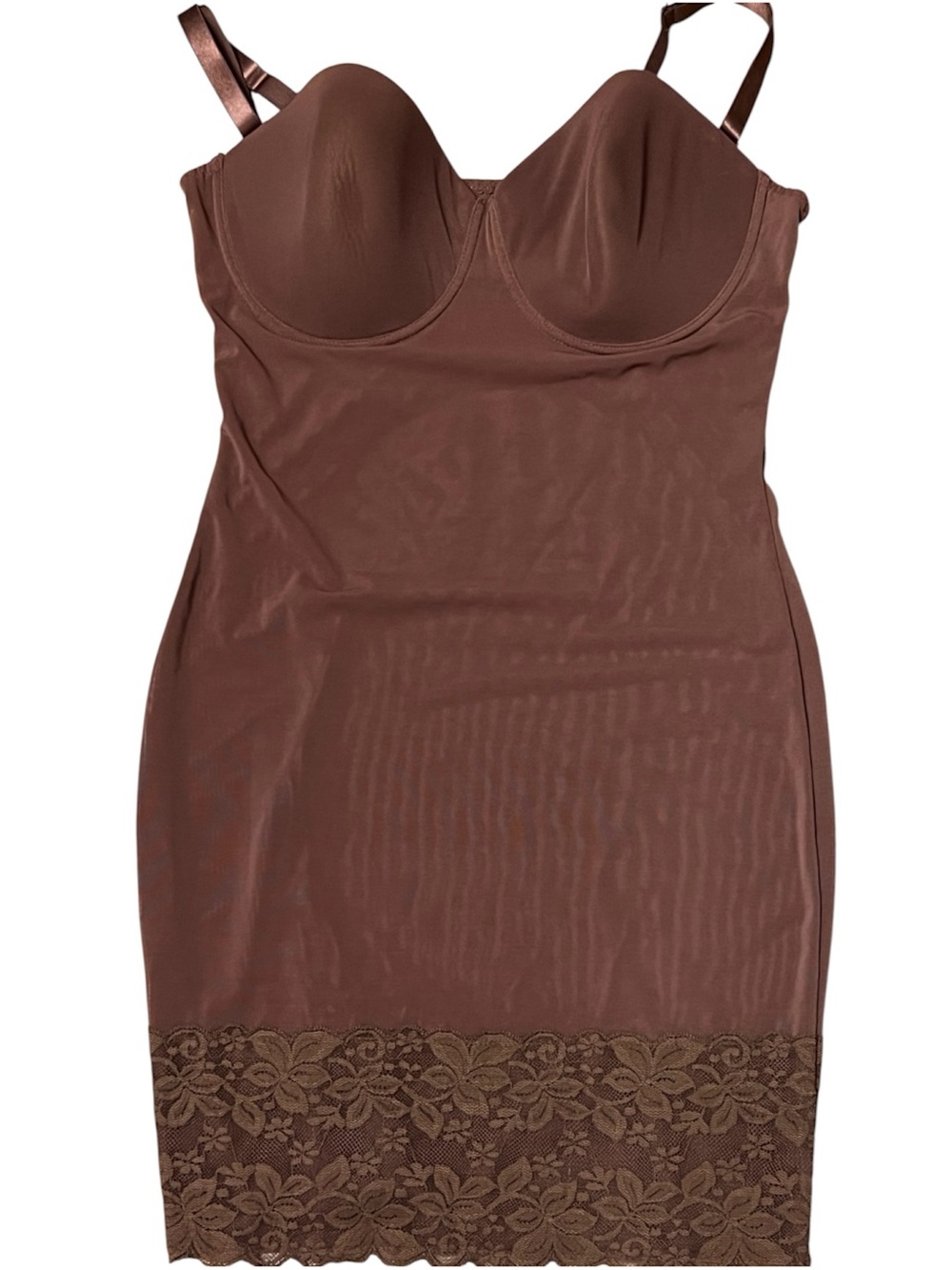 Marilyn Monroe Brown Intimates Lace-Hem Tummy Control Shaping Slip 2XL
